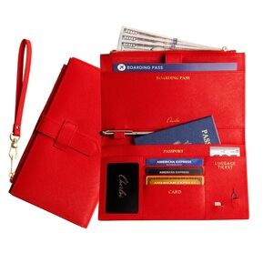 NWOT Cherloi Saffiano Leather Travel Wallet RFID Protected